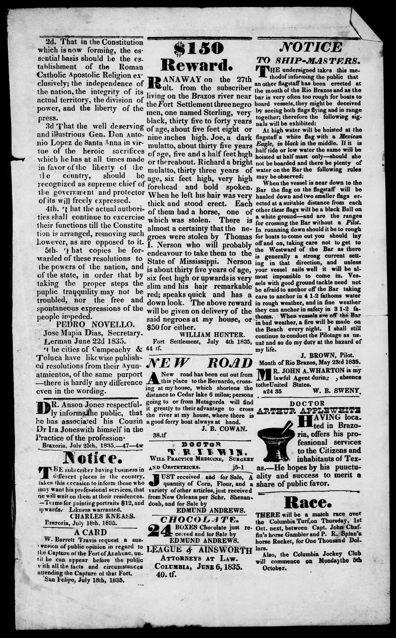 The Texas Republican. (Brazoria, Tex.), Vol. 1, No. 47, Ed. 1, Saturday, July 25, 1835
                                                
                                                    [Sequence #]: 3 of 4
                                                