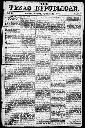 The Texas Republican. (Brazoria, Tex.), Vol. 1, No. 54, Ed. 1, Saturday, September 26, 1835