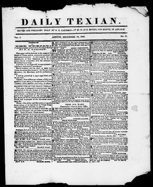 Primary view of Daily Texian (Austin, Tex.), Vol. 1, No. 21, Ed. 1, Saturday, December 18, 1841