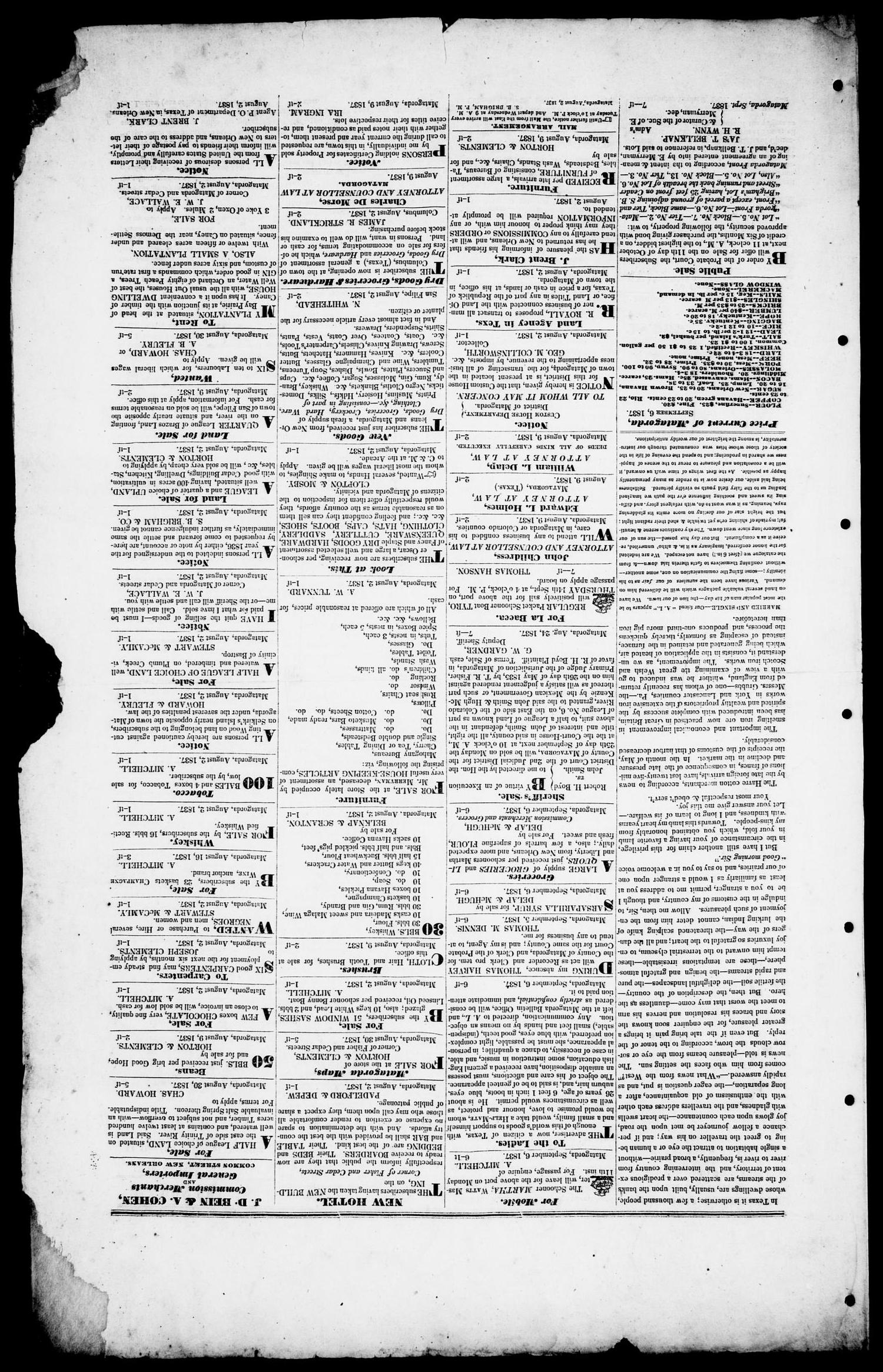 Matagorda Bulletin. (Matagorda, Tex.), Vol. 1, No. 7, Ed. 1, Wednesday, September 13, 1837
                                                
                                                    [Sequence #]: 3 of 4
                                                