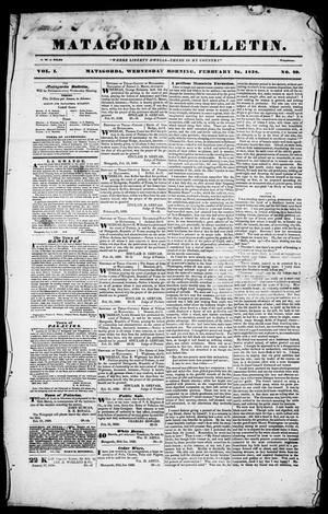 Matagorda Bulletin. (Matagorda, Tex.), Vol. 1, No. 29, Ed. 1, Wednesday, February 28, 1838