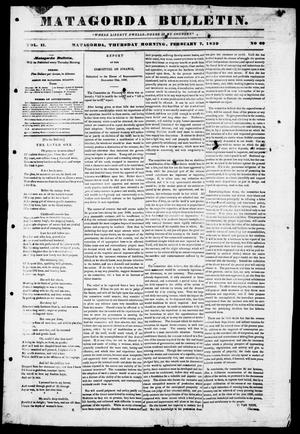 Matagorda Bulletin. (Matagorda, Tex.), Vol. 2, No. 69, Ed. 1, Thursday, February 7, 1839