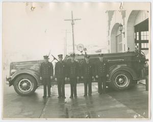 [Dallas Firefighters and Fire Engine at Station #1]