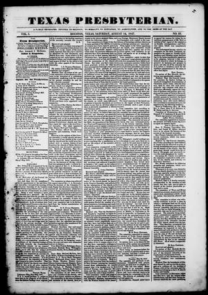 Texas Presbyterian. (Houston, Tex.), Vol. 1, No. 22, Ed. 1, Saturday, August 14, 1847