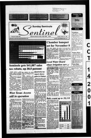 Primary view of object titled 'Seminole Sentinel (Seminole, Tex.), Vol. 94, No. 104, Ed. 1 Sunday, October 14, 2001'.
