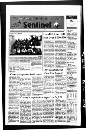 Primary view of object titled 'The Seminole Sentinel (Seminole, Tex.), Vol. 87, No. 53, Ed. 1 Wednesday, April 27, 1994'.