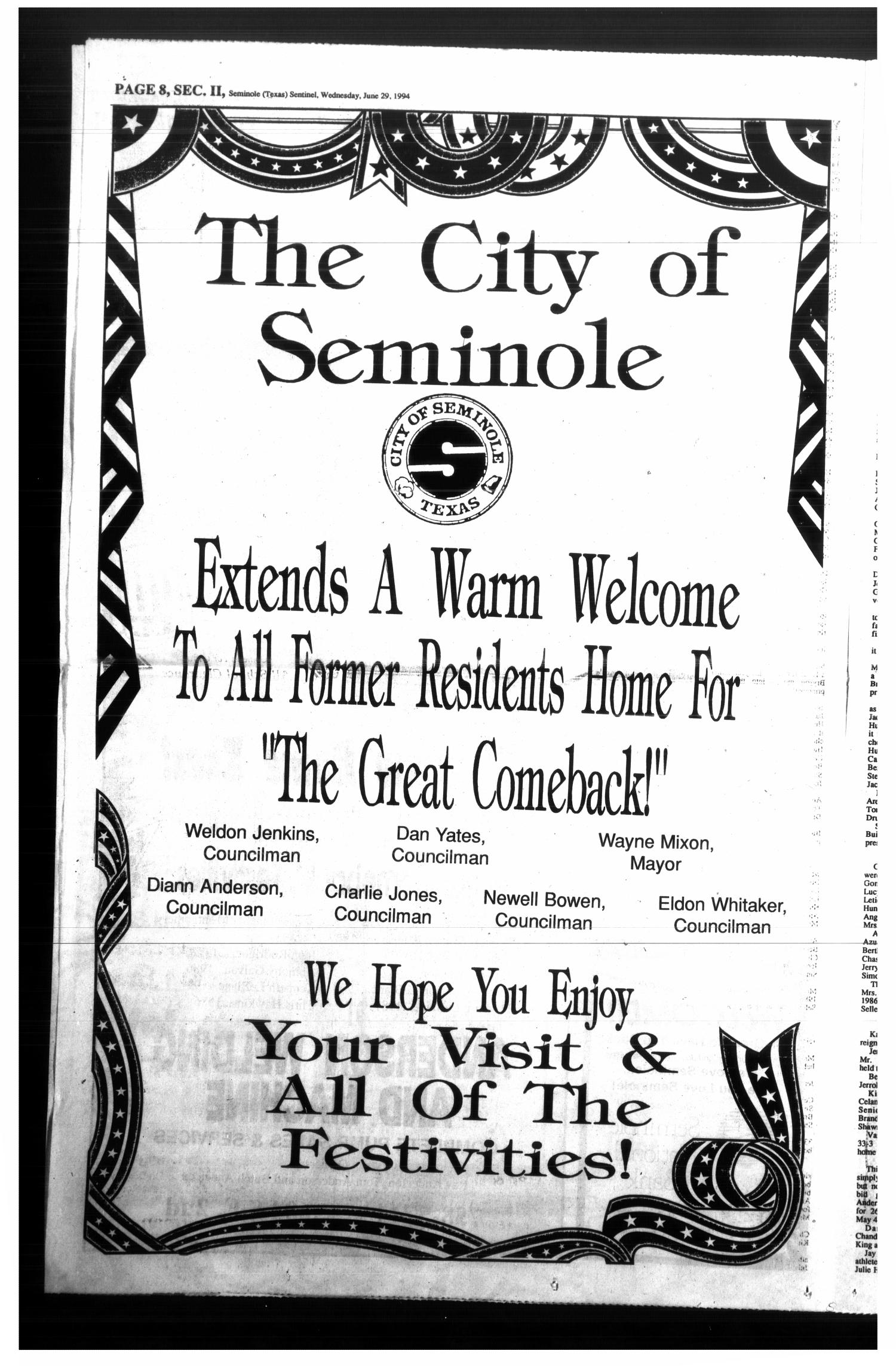 The Seminole Sentinel (Seminole, Tex.), Vol. 87, No. 71, Ed. 1 Wednesday, June 29, 1994
                                                
                                                    [Sequence #]: 18 of 24
                                                