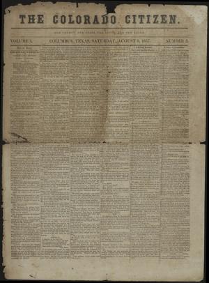 Primary view of object titled 'The Colorado Citizen. (Columbus, Tex.), Vol. 1, No. 3, Ed. 1 Saturday, August 8, 1857'.