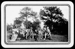[Albert Peyton George with a group of men after hunting deer and turkey]