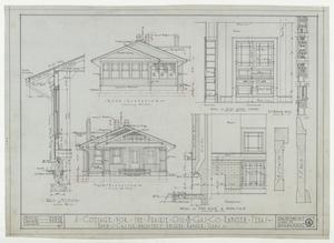 Primary view of object titled 'Prairie Oil & Gas Co. Cottage, Ranger, Texas: Elevations, Section, and Details'.
