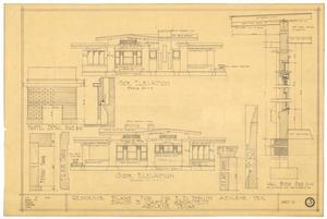 Primary view of object titled 'Bynum Residence, Abilene, Texas: Elevations, Details, and Section'.