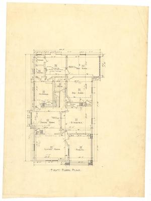 Primary view of object titled 'Castle Residence, Abilene, Texas: First Floor Plan'.