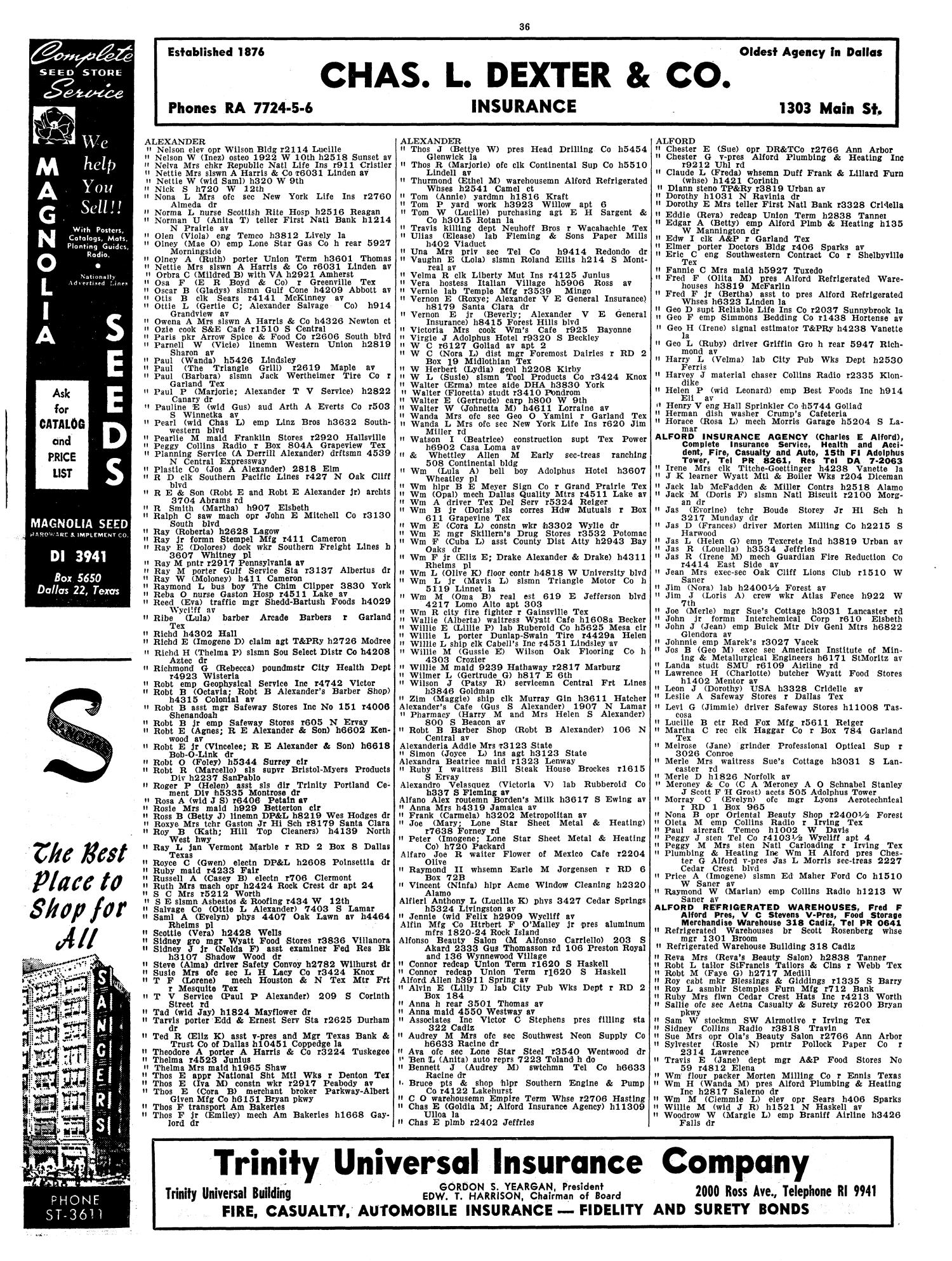 Dallas City Directory, 1956 - Page 36 - The Portal to Texas History