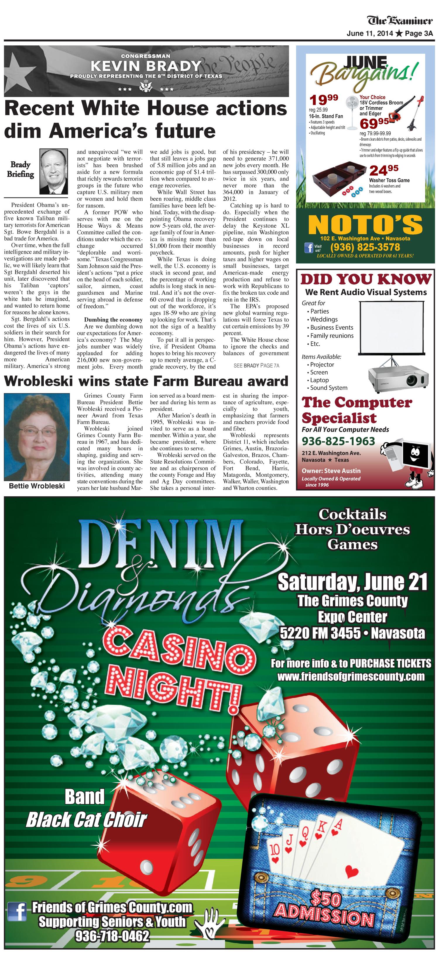 The Examiner (Navasota, Tex.), Vol. 120, No. 24, Ed. 1 Wednesday, June 11, 2014
                                                
                                                    [Sequence #]: 3 of 22
                                                