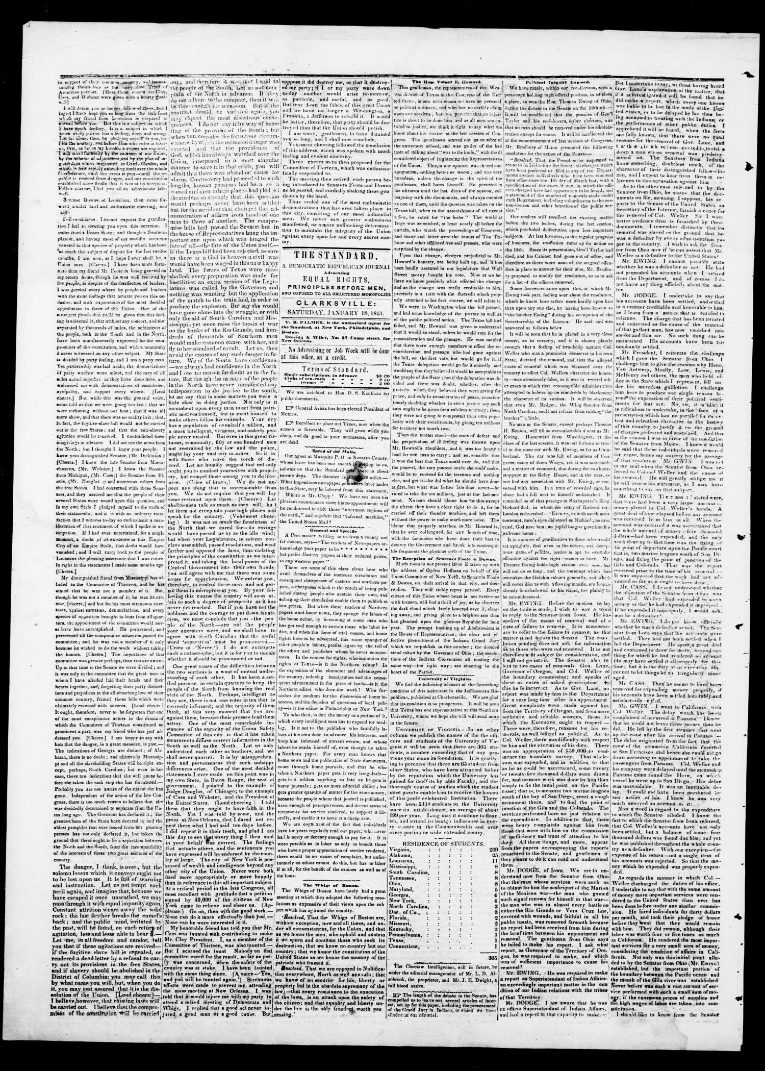 The Northern Standard. (Clarksville, Tex.), Vol. 8, No. 20, Ed. 1, Saturday, January 18, 1851
                                                
                                                    [Sequence #]: 2 of 4
                                                