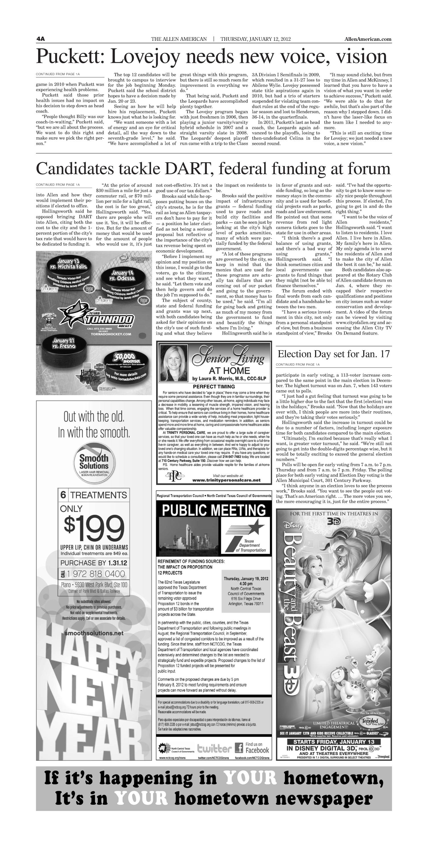 The Allen American (Allen, Tex.), Vol. 42, No. 20, Ed. 1 Thursday, January 12, 2012
                                                
                                                    [Sequence #]: 4 of 12
                                                