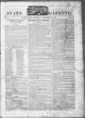 Texas State Gazette. (Austin, Tex.), Vol. 1, No. 13, Ed. 1, Saturday, November 17, 1849
