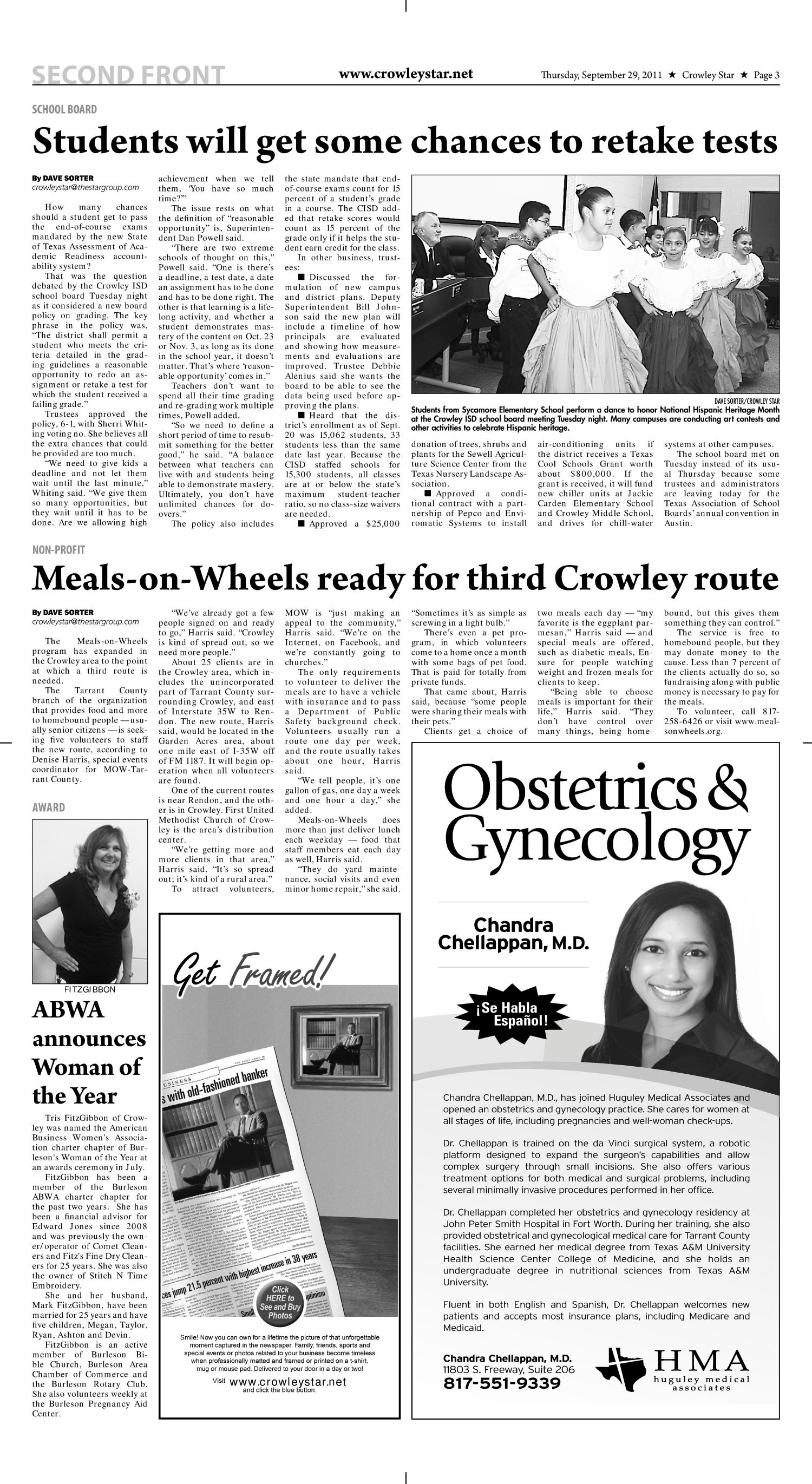 Crowley Star (Crowley, Tex.), Vol. 25, No. 21, Ed. 1 Thursday, September 29, 2011
                                                
                                                    [Sequence #]: 3 of 14
                                                