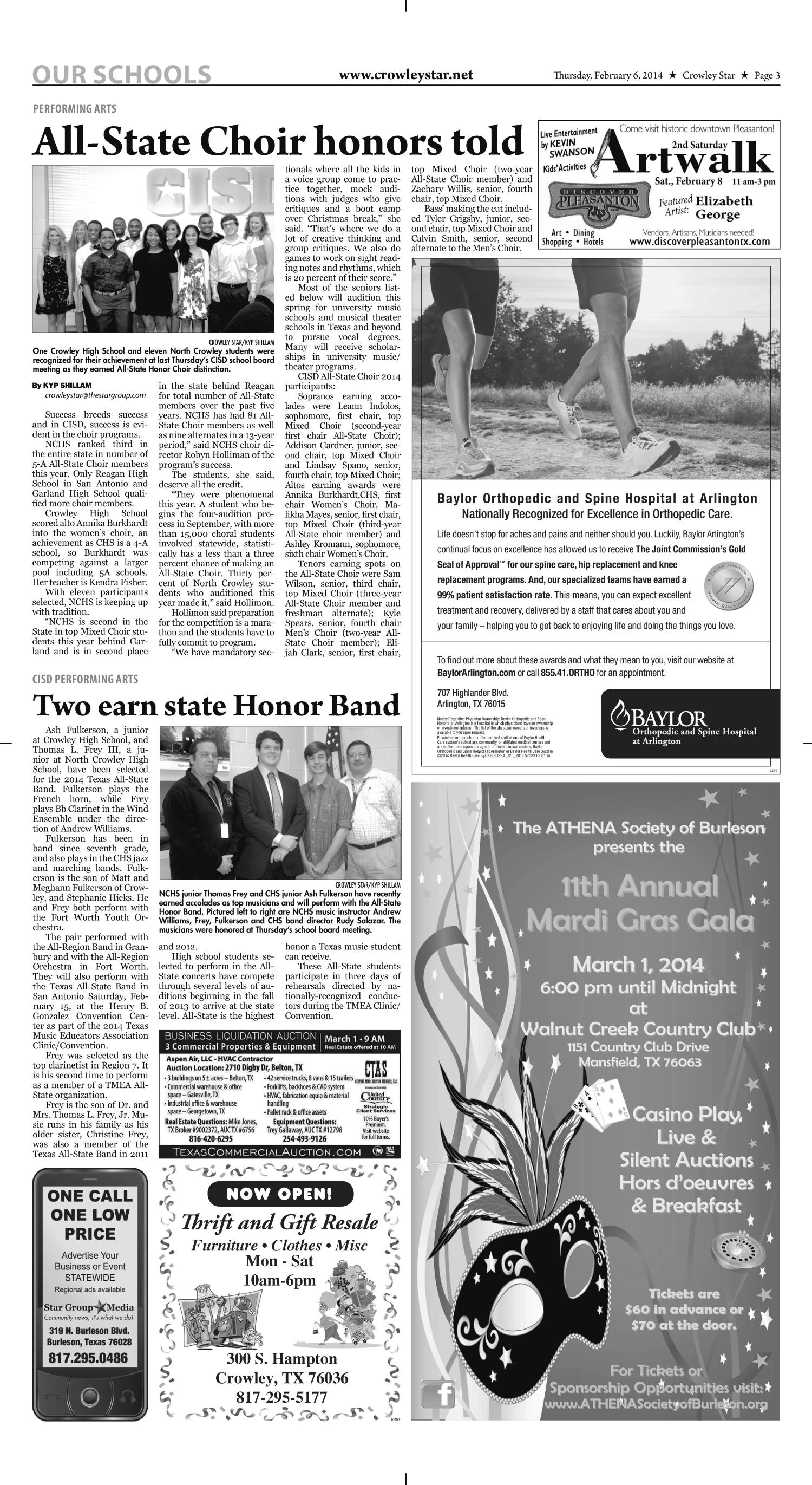 Crowley Star (Crowley, Tex.), Vol. 27, No. 39, Ed. 1 Thursday, February 6, 2014
                                                
                                                    [Sequence #]: 3 of 10
                                                
