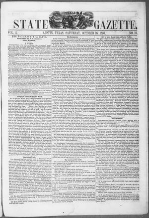 Primary view of object titled 'Texas State Gazette. (Austin, Tex.), Vol. 2, No. 10, Ed. 1, Saturday, October 26, 1850'.