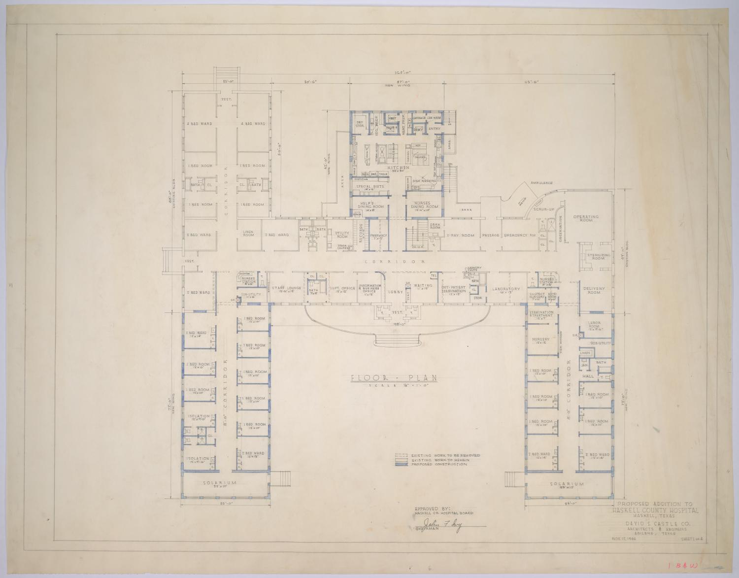 Haskell County Hospital Alterations, Haskell, Texas: Proposed Addition to the Floor Plan
                                                
                                                    [Sequence #]: 1 of 2
                                                