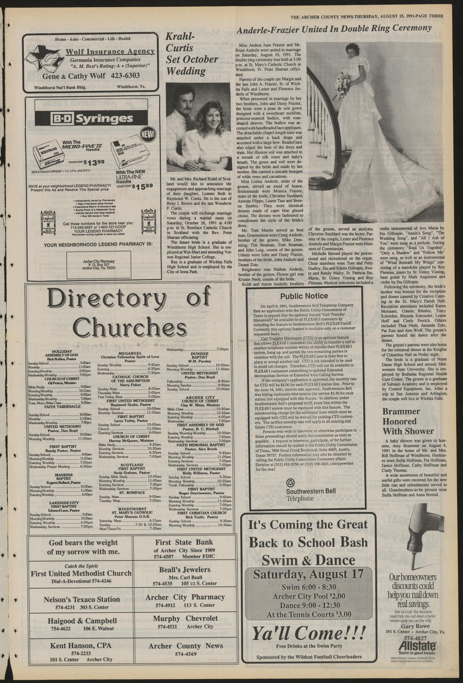 Archer County News (Archer City, Tex.), No. 33, Ed. 1 Thursday, August 15, 1991
                                                
                                                    [Sequence #]: 3 of 8
                                                