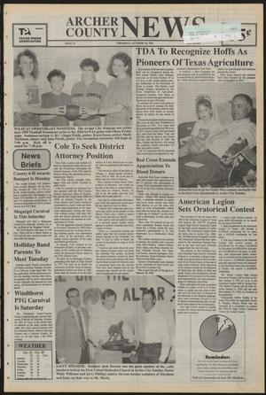 Primary view of object titled 'Archer County News (Archer City, Tex.), No. 43, Ed. 1 Thursday, October 24, 1991'.