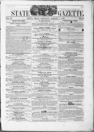 Texas State Gazette. (Austin, Tex.), Vol. 3, No. 20, Ed. 1, Saturday, January 3, 1852
