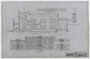 High School Building, Fort Stockton, Texas: Elevation and Section Plan