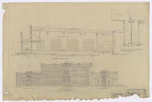 High School Building, Fort Stockton, Texas: Revised Elevation and Section Plan