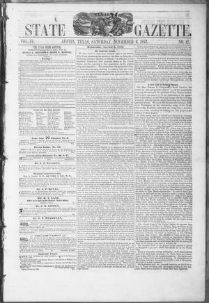 Primary view of object titled 'Texas State Gazette. (Austin, Tex.), Vol. 4, No. 12, Ed. 1, Saturday, November 6, 1852'.