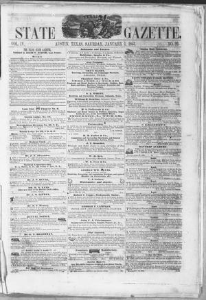 Primary view of object titled 'Texas State Gazette. (Austin, Tex.), Vol. 4, No. 20, Ed. 1, Saturday, January 1, 1853'.