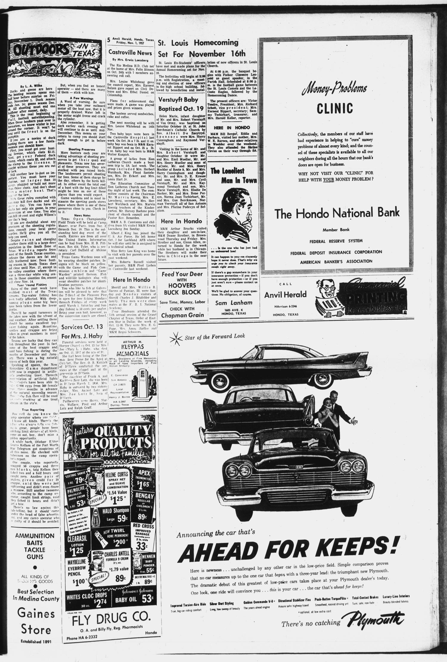 Hondo Anvil Herald (Hondo, Tex.), Vol. 71, No. 44, Ed. 1 Friday, November 1, 1957
                                                
                                                    [Sequence #]: 5 of 12
                                                