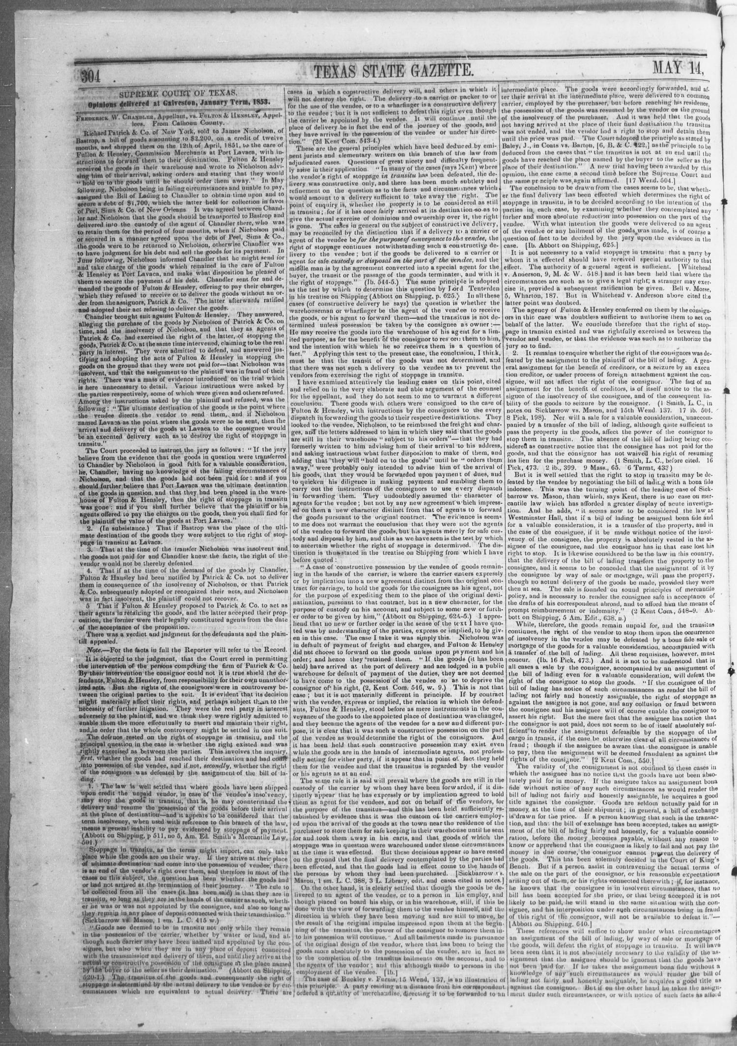 Texas State Gazette. (Austin, Tex.), Vol. 4, No. 39, Ed. 1, Saturday, May 14, 1853
                                                
                                                    [Sequence #]: 4 of 8
                                                