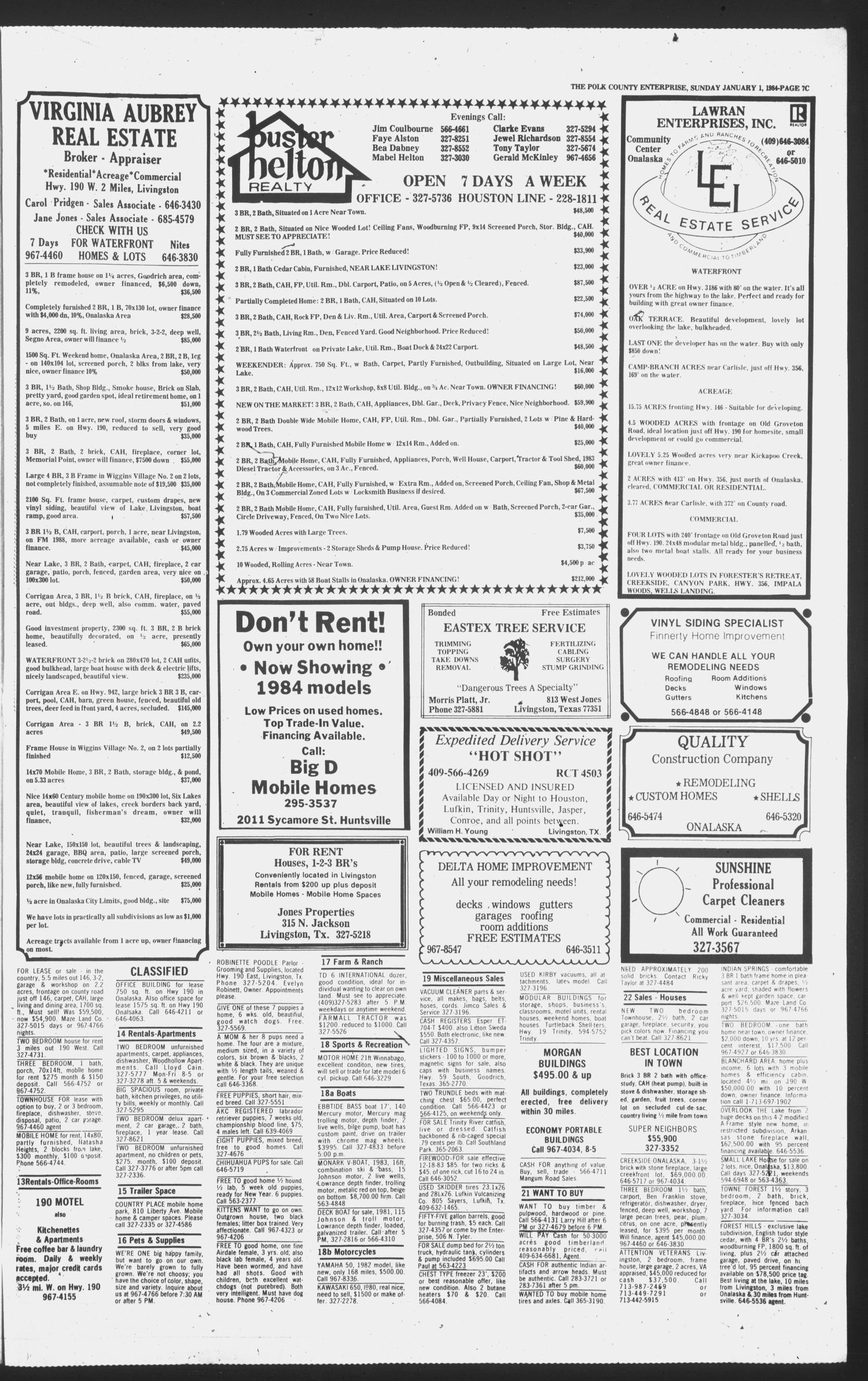 Polk County Enterprise (Livingston, Tex.), Vol. 102, No. 1, Ed. 1 Sunday, January 1, 1984
                                                
                                                    [Sequence #]: 23 of 24
                                                
