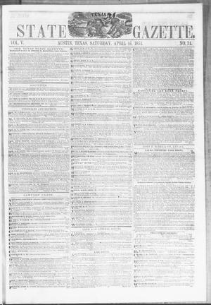 Primary view of Texas State Gazette. (Austin, Tex.), Vol. 5, No. 34, Ed. 1, Saturday, April 15, 1854