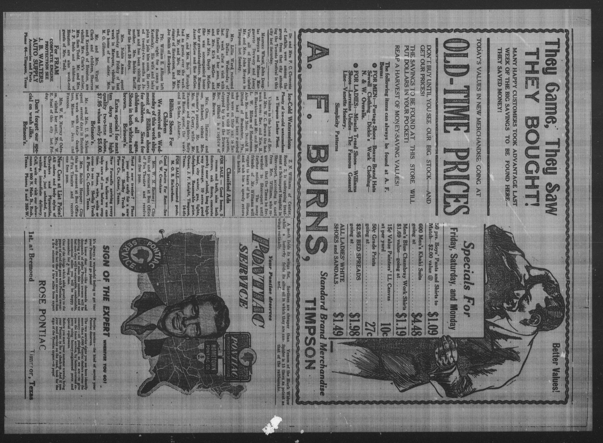 Timpson Weekly Times (Timpson, Tex.), Vol. 64, No. 25, Ed. 1 Friday, June 24, 1949
                                                
                                                    [Sequence #]: 5 of 8
                                                
