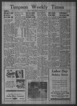 Timpson Weekly Times (Timpson, Tex.), Vol. 67, No. 35, Ed. 1 Friday, August 29, 1952