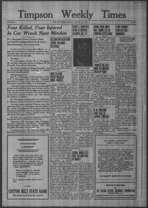 Timpson Weekly Times (Timpson, Tex.), Vol. 53, No. 33, Ed. 1 Friday, August 19, 1938