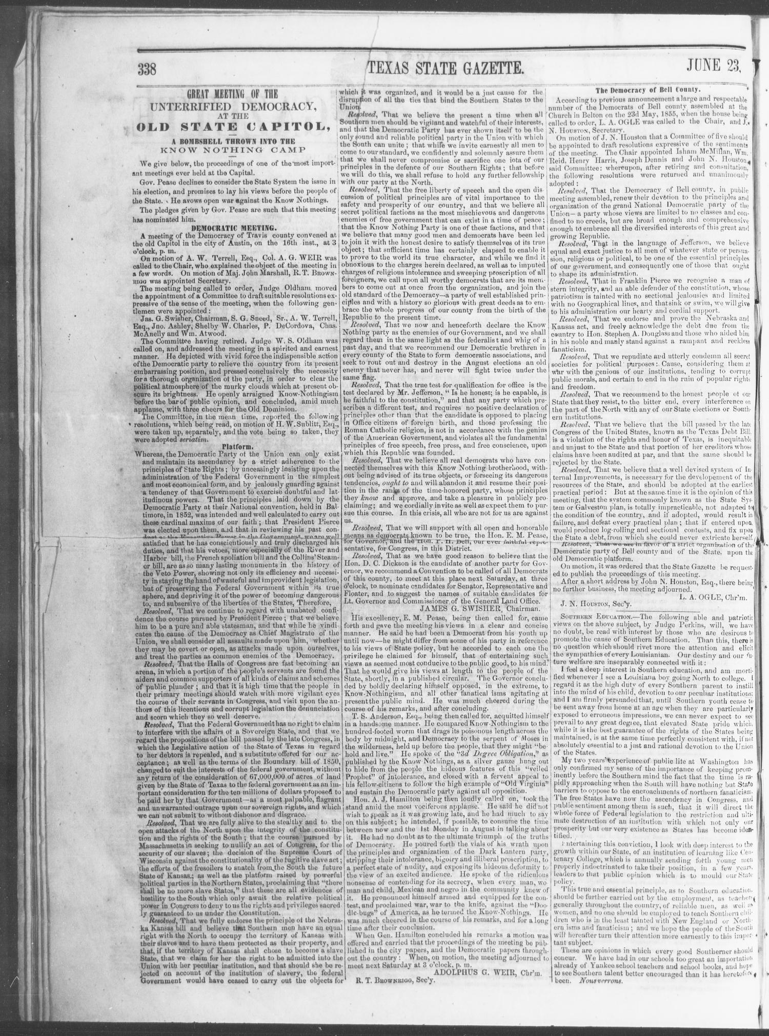 Texas State Gazette. (Austin, Tex.), Vol. 6, No. 44, Ed. 1, Saturday, June 23, 1855
                                                
                                                    [Sequence #]: 2 of 8
                                                