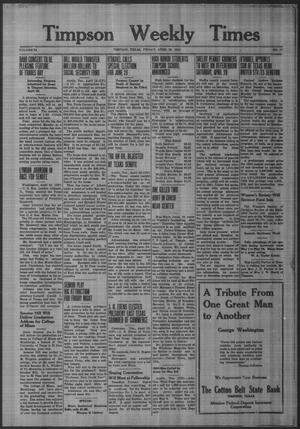 Timpson Weekly Times (Timpson, Tex.), Vol. 56, No. 17, Ed. 1 Friday, April 25, 1941