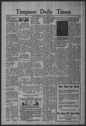 Timpson Daily Times (Timpson, Tex.), Vol. 40, No. 28, Ed. 1 Saturday, February 8, 1941