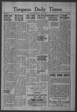 Timpson Daily Times (Timpson, Tex.), Vol. 42, No. 67, Ed. 1 Saturday, April 3, 1943
