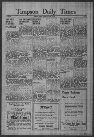 Timpson Daily Times (Timpson, Tex.), Vol. 40, No. 75, Ed. 1 Tuesday, April 15, 1941