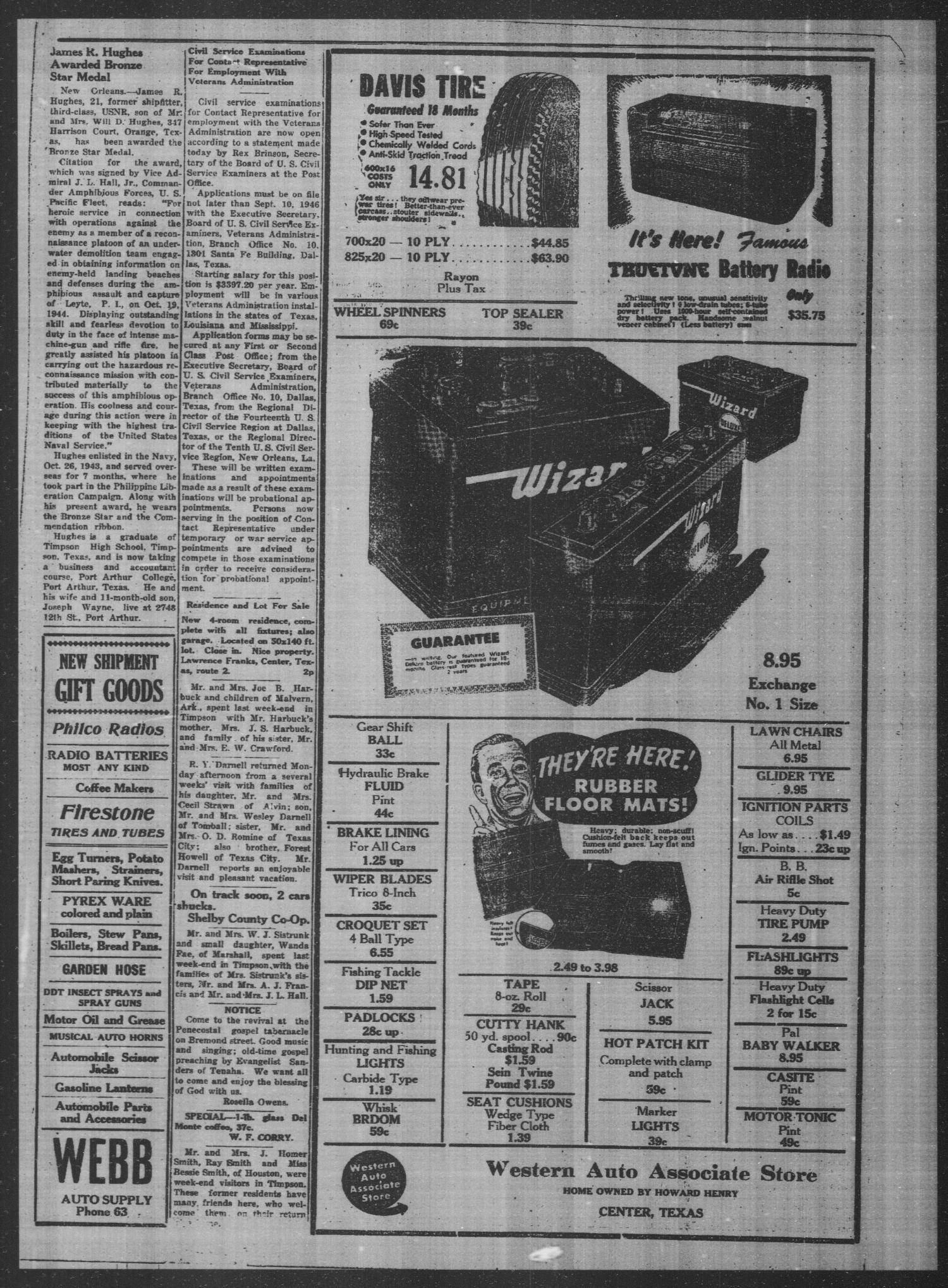 Timpson Weekly Times (Timpson, Tex.), Vol. 61, No. 35, Ed. 1 Friday, August 30, 1946
                                                
                                                    [Sequence #]: 4 of 8
                                                