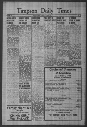 Timpson Daily Times (Timpson, Tex.), Vol. 42, No. 117, Ed. 1 Tuesday, June 8, 1943