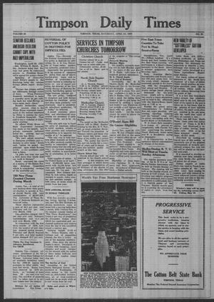 Timpson Daily Times (Timpson, Tex.), Vol. 38, No. 85, Ed. 1 Saturday, April 29, 1939