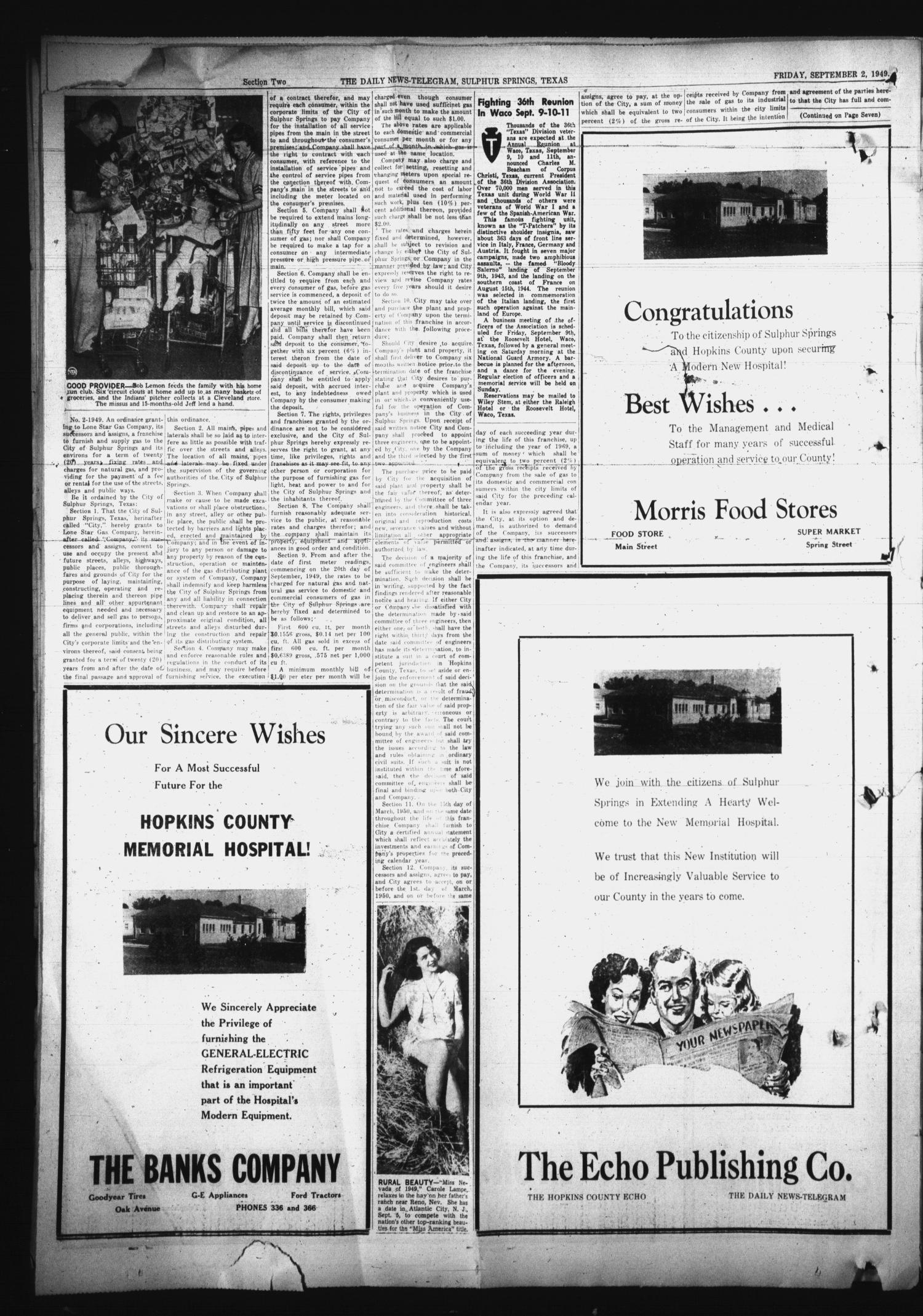 The Daily News-Telegram (Sulphur Springs, Tex.), Vol. 51, No. 209, Ed. 1 Friday, September 2, 1949
                                                
                                                    [Sequence #]: 12 of 14
                                                