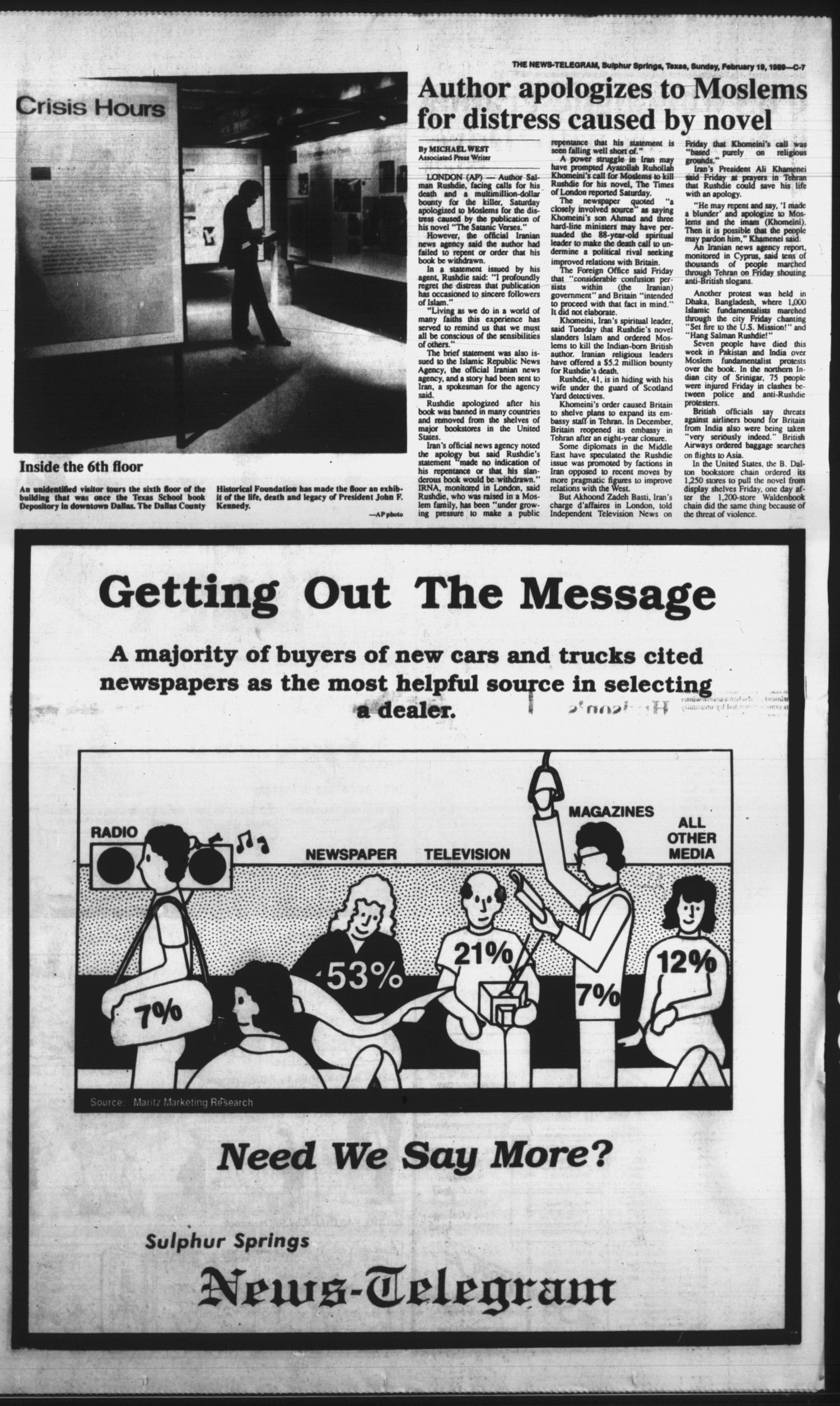 Sulphur Springs News-Telegram (Sulphur Springs, Tex.), Vol. 111, No. 42, Ed. 1 Sunday, February 19, 1989
                                                
                                                    [Sequence #]: 21 of 92
                                                