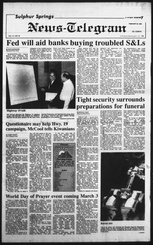Primary view of object titled 'Sulphur Springs News-Telegram (Sulphur Springs, Tex.), Vol. 111, No. 46, Ed. 1 Thursday, February 23, 1989'.